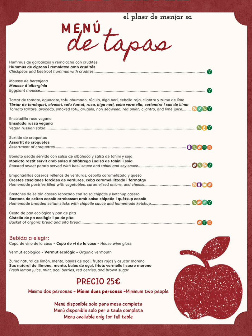Menú Grupo Biocenter Tapas Menú Grupo Biocenter Tapas
